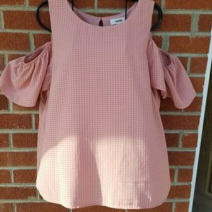 dusty rose cold-shoulder top